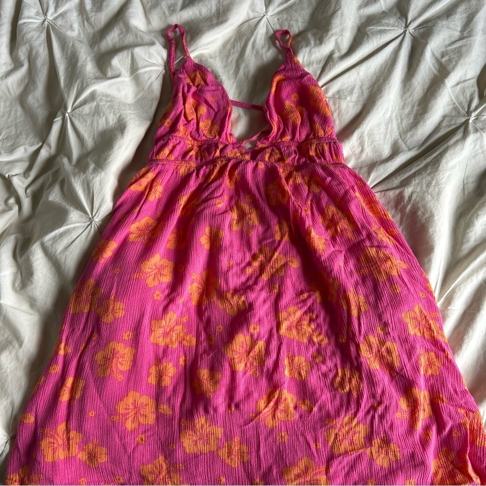 NWOT Garage Pink and Orange Floral Dress Medium